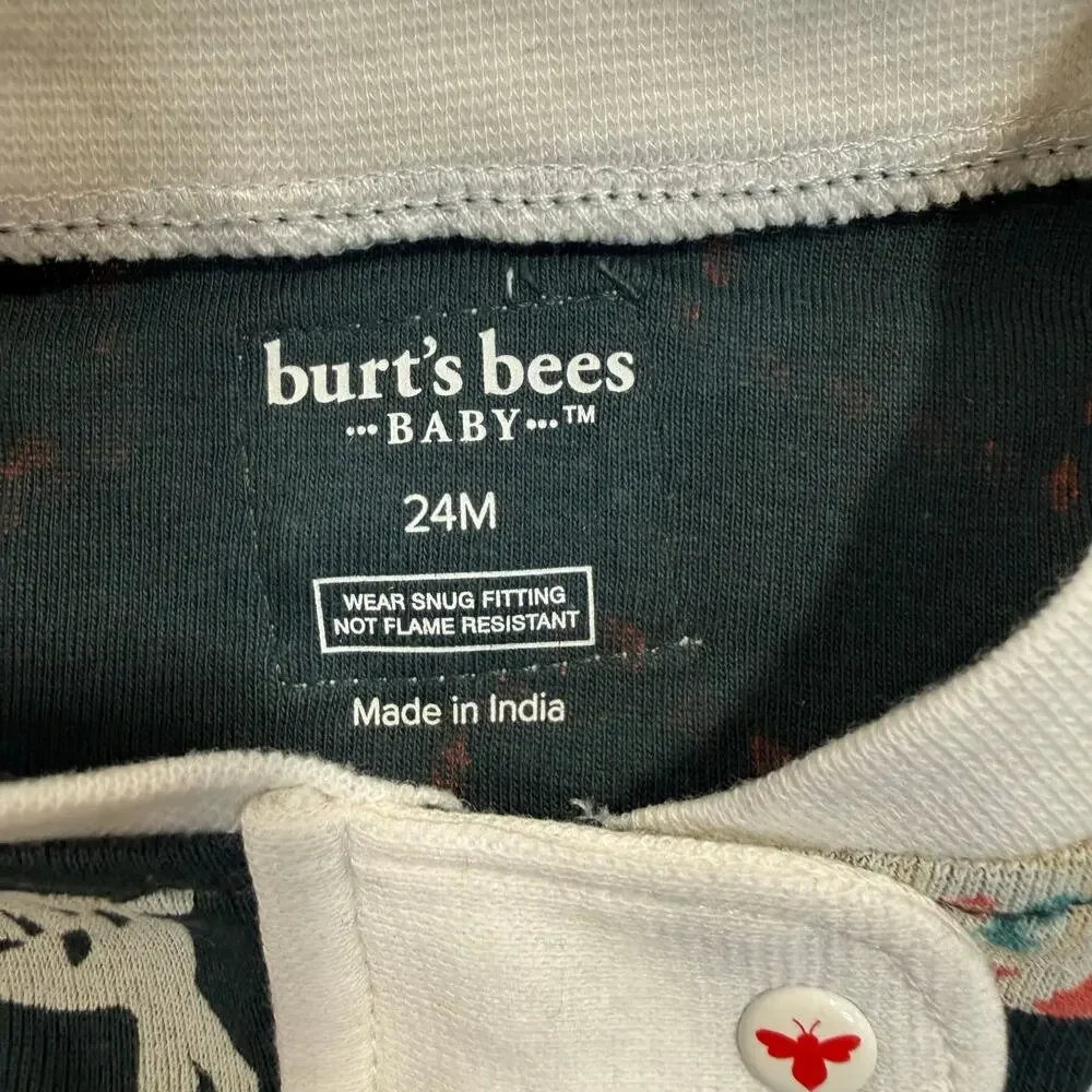 Burt’s Bees Baby Christmas Footed Pajamas 24M Organic Cotton Zip NWT